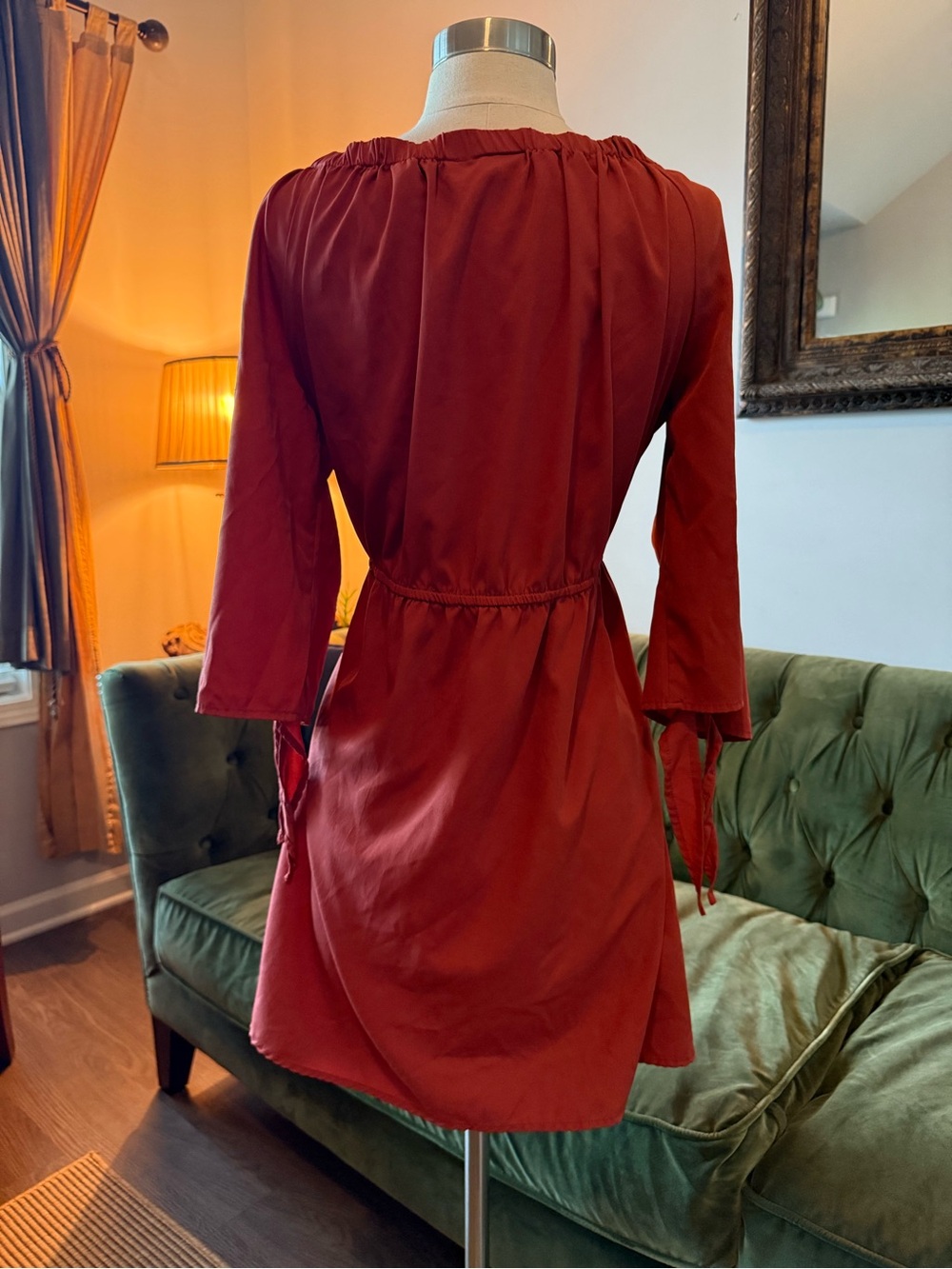 Speed Control Rust Red Off-Shoulder Button-Front Dress - Picture 3 of 3